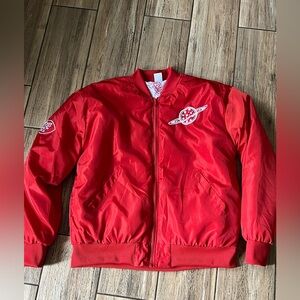 Disney Pixar Toy Story Red/White Planet Pizza Loghtweight Jacket Woman Size M